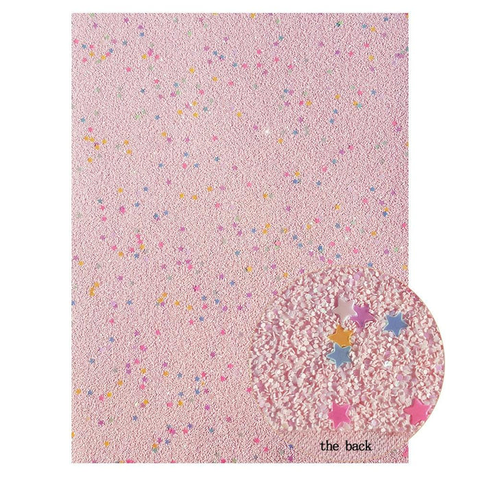Pink Chunky Glitter PU Leather Sheet Set with Smooth Snake Texture - Crafting Upgrade