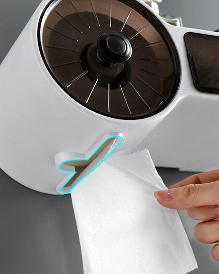 Wall-Mounted Tissue Dispenser with Versatile Storage for Bathroom Organization