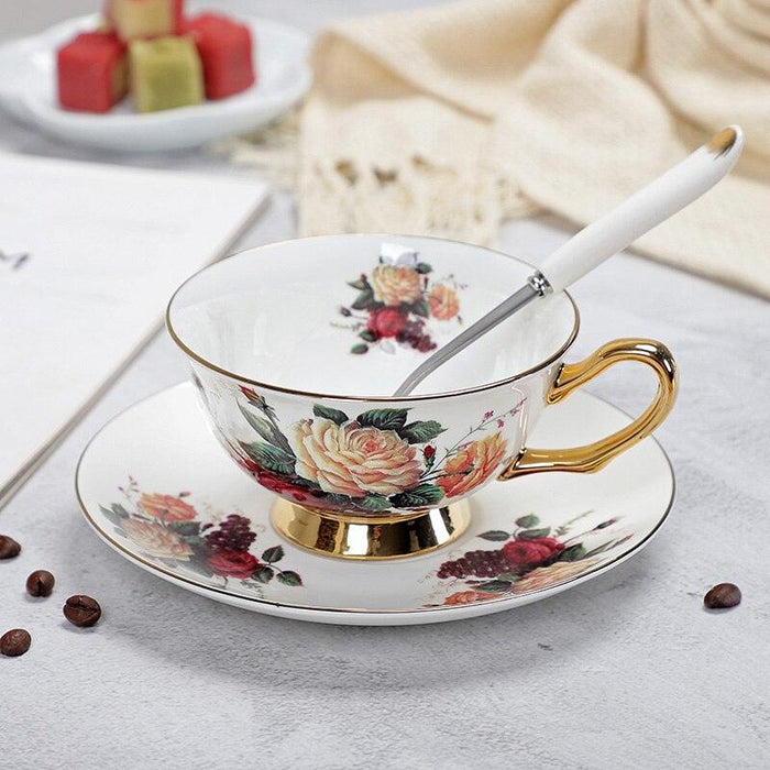 Adorable 200ml Bone China Tea Cup & Saucer Set - Charming On-glazed Craftsmanship