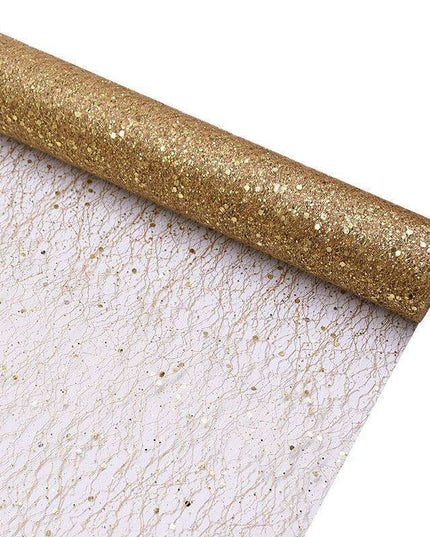 Radiant Gold Tulle Ribbon: Opulent Touch for Wedding Decor and Floral Designs