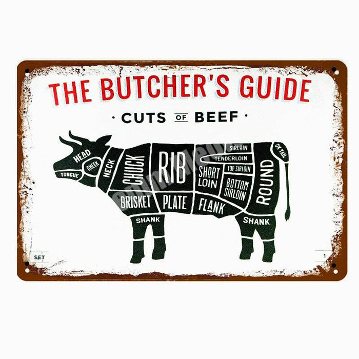 Vintage Butcher's Guide Metal Sign - Elegant Rustic Decor Piece

Rustic Culinary Artistry Metal Sign - Premium Vintage Decor Piece