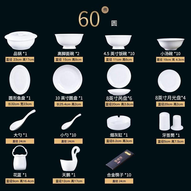 Exquisite 60-Piece Handcrafted Asian Ceramics Dining Set