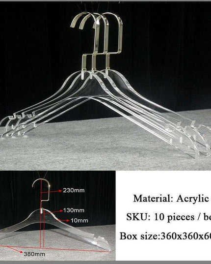 Stylish Acrylic Hanger Set with Attached Hanging Bar for Closet Organization