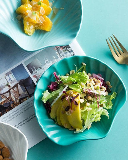 Elegant Handmade Matte Glazed Nordic Shell Plate Set: Artisan Ceramic Dishware Collection