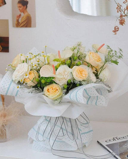 Chic English Letter Waterproof Floral Wrap Paper Set - Premium Bouquet Presentation