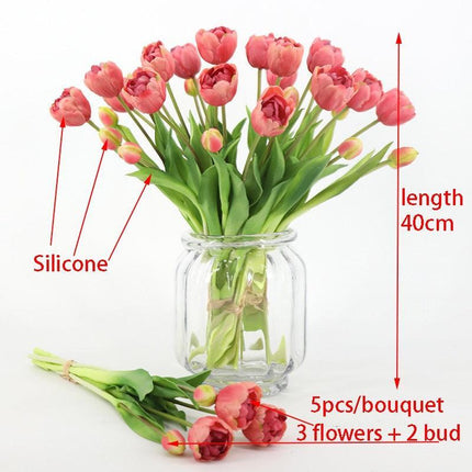 Luxe Artificial Tulip Display - Stunning 40CM Faux Floral Arrangement for Elegant Home Accents