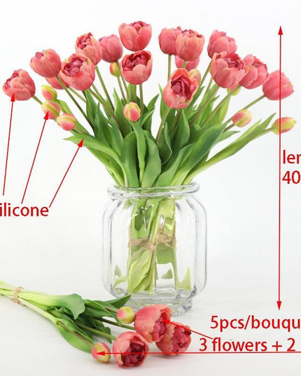 Luxe Artificial Tulip Display - Stunning 40CM Faux Floral Arrangement for Elegant Home Accents