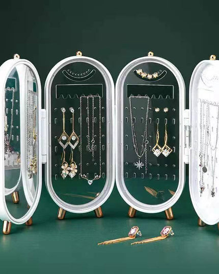 Clear Plastic 153-Hole Foldable Jewelry Display Rack for Earrings and Necklaces