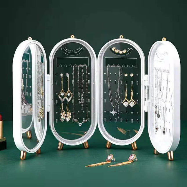 Clear Plastic 153-Hole Foldable Jewelry Display Rack for Earrings and Necklaces