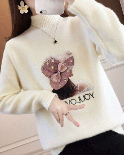 Luxe Blush Cashmere & Faux Mink Velvet Knit Sweater - Women's Ultimate Essential