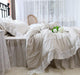 Elegant Lace-Trimmed Plaid Cotton Bed Linen Set
