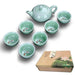 Exquisite Celadon Fish Tea Set with Porcelain Teapot and 6 Cups - Ideal for Traditional Asian Tea Ceremonies