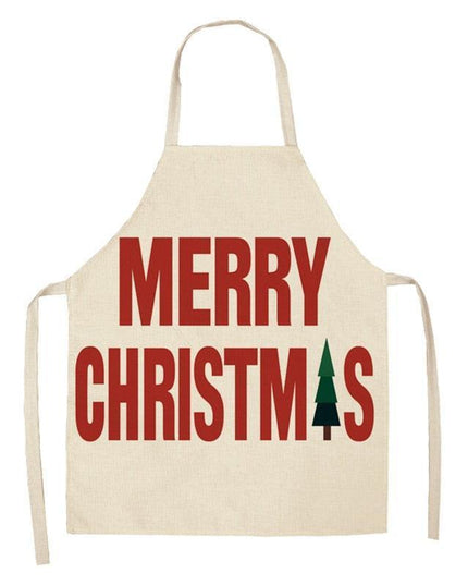 Merry Christmas Linen Cooking Apron - Essential Festive Attire & Gift Idea