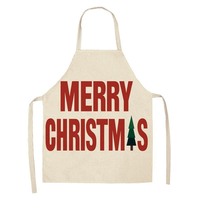 Festive Linen Christmas Apron - Holiday Kitchen Accessory