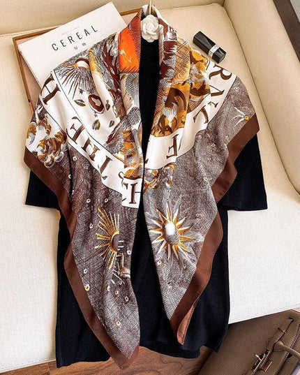Elegant 90x90cm Silk-Feel Scarf for Women - Luxurious and Versatile Accessory