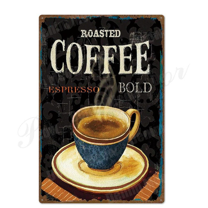 Vintage Coffee Menu Metal Sign - Retro Wall Art Decor for Cafes, Bars, and Pubs