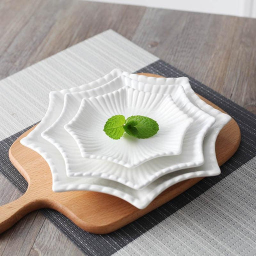Octagonal Elegant White Ceramic Serving Dish Set - 4 Piece Set