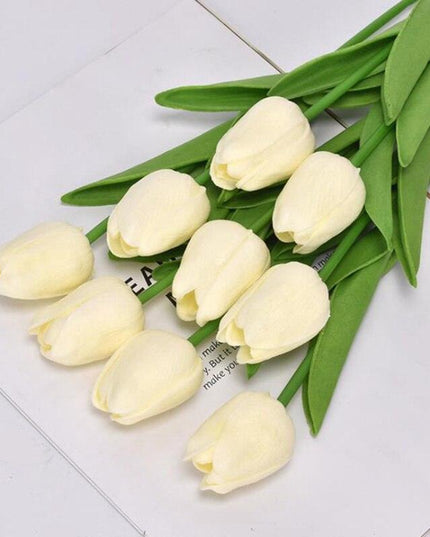 Lifelike PU Tulip Floral Arrangement - 5-Piece Set for Stylish Home Accents