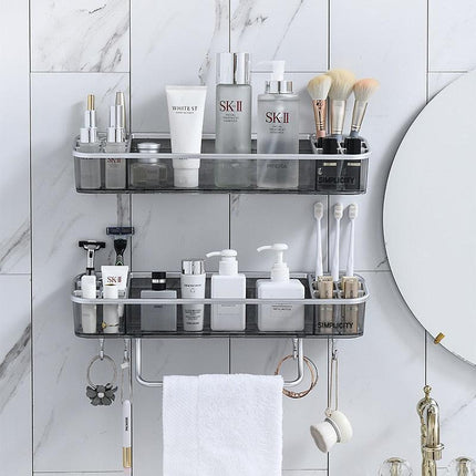 Modern Gray Triangular Bathroom Storage Rack - Sleek Plastic Organizer Solution