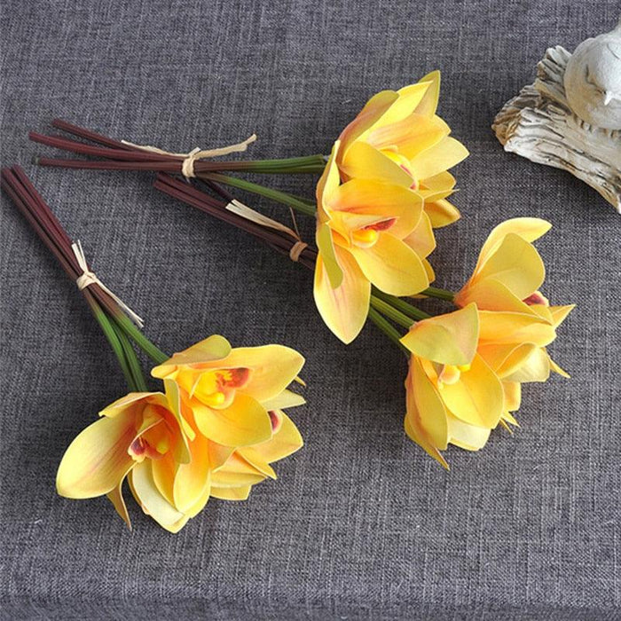Elegant White Orchid Wedding Bouquet Set with 4 Pieces