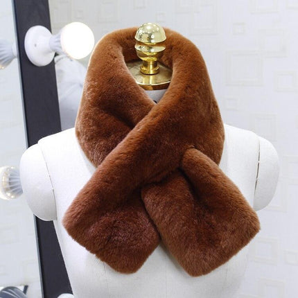 Exquisite Rex Rabbit Fur and Leather Korean Winter Wrap