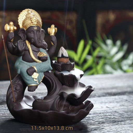 Ganesha Elephant God Backflow Incense Holder for Spiritual Home Decor