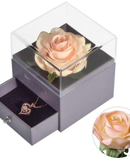 Timeless Elegance: Preserved Rose Jewelry Box Gift Set with Complimentary Necklace