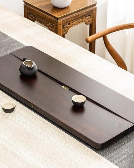 Elegant Dual-Purpose Wooden Tea Tray and Display Table for Discerning Tea Enthusiasts