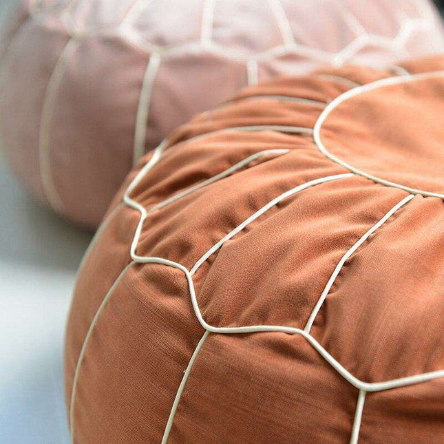 Vibrant Embroidered Velvet Moroccan Pouf Ottoman - Cozy Chic Accent Piece