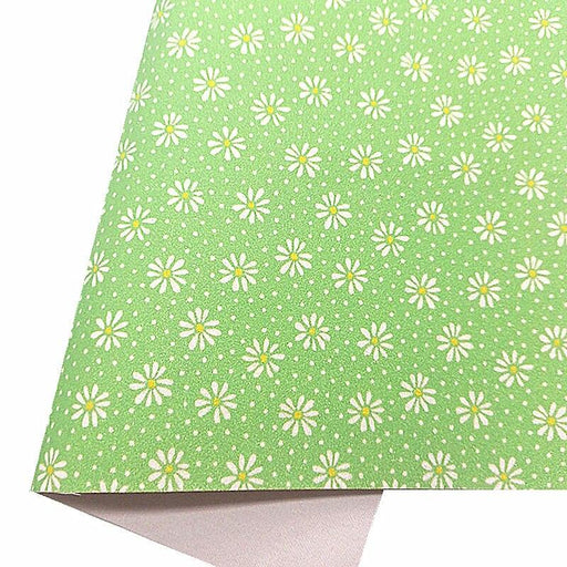 Rose and Daisy Glitter Faux Leather Crafting Sheets with Nature-Inspired Prints - Model KM1082