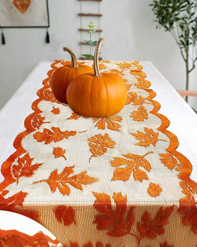 Fall Harvest Maple Leaf Lace Table Runner - Bring Seasonal Elegance to Your Dining Experience