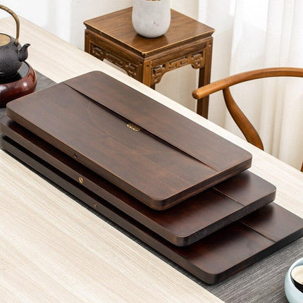 Elegant Dual-Purpose Wooden Tea Tray and Display Table for Discerning Tea Enthusiasts