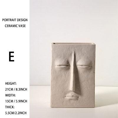 Nordic-inspired Face Mask Ceramic Vase for Contemporary Home Decor