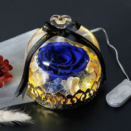 Timeless Elegance: Illuminated Red Roses in Glass Dome