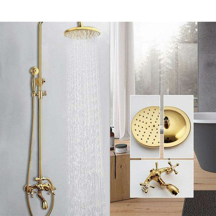Luxurious Golden Opulence Brass Rainfall Shower Set