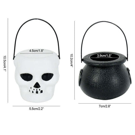 Bewitching Halloween Candy Holder Collection - Witch, Skeleton, and Cauldron for Spooky Celebrations!