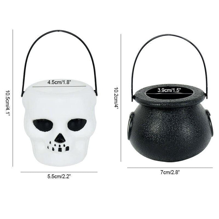 Enchanting Halloween Trio Candy Holders Set - Witch, Skeleton, and Cauldron for Spooky Fun