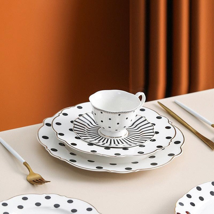 Sophisticated Handmade Ceramic Tableware Set in Classic Black & White