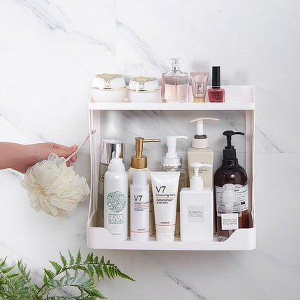 Sleek Two-Tier Bathroom Organizer with Easy No-Drill Installation