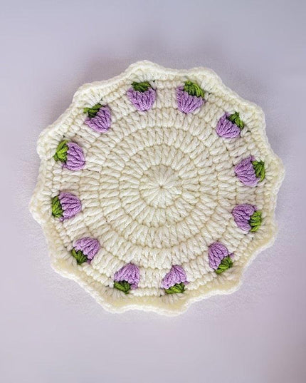 Adorable Strawberry Knit Coaster Set - Whimsical Table Protector and Home Decor Essential