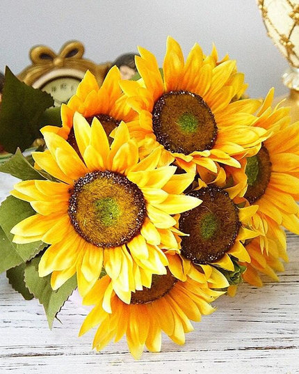 Charming European Silk Sunflower Bouquet - A Timeless Accent for Your Home