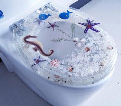 Serene Ocean Resin Toilet Seat with Quiet-Close Technology for Home and Hotel Bathrooms