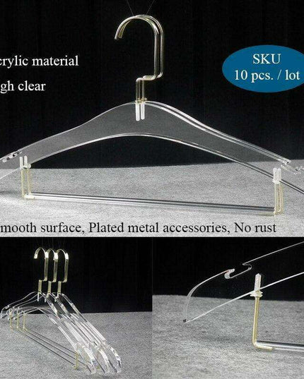 Stylish Acrylic Hanger Set with Attached Hanging Bar for Closet Organization