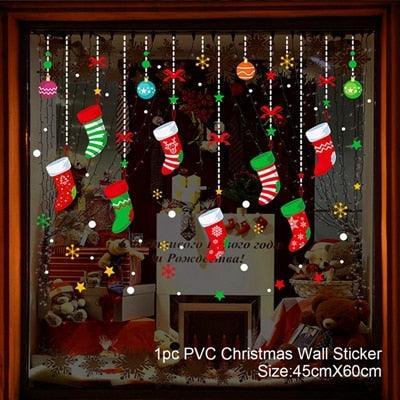 Festive Holiday Celebration Sticker Set: Christmas & New Year Wall and Window Decor