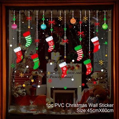 Festive Holiday Home Decoration Set: Christmas & New Year Wall and Window Stickers