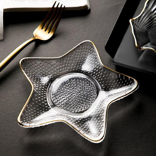 Nordic Kitchen Ocean Series Gilt Edging Glass Scallop Plate