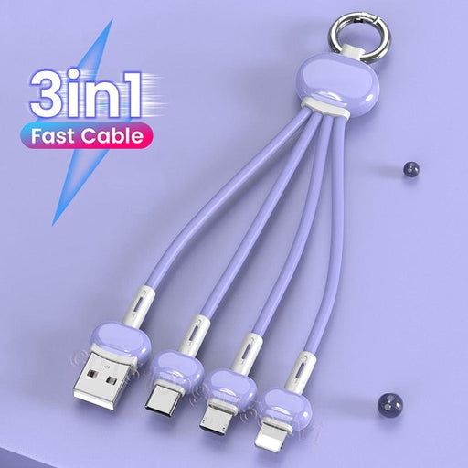 Ultimate Portable Charging Solution for iPhone and Xiaomi Redmi - 3-in-1 Keychain USB Cable