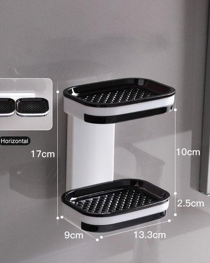 Double Layer Soap and Sponge Storage Shelf with Easy Installation and Draining Holder