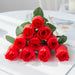 Red Silk Roses Bouquet - Set of 10 Faux Flowers for Home Decor or Weddings