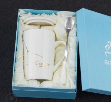 Celestial Chic: Luxurious Gold-Trimmed Zodiac Coffee Mug